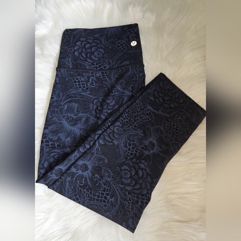 Lululemon Black & Blue Floral Leggings